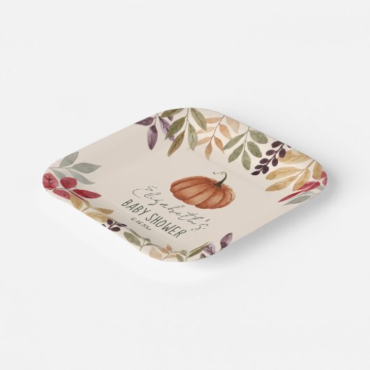 Wasserfarbe Pumpkin Fall Themed Baby Dusche Pappteller (Gewinkelt)