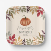Wasserfarbe Pumpkin Fall Themed Baby Dusche Pappteller (Vorderseite)