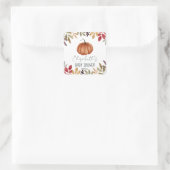 Wasserfarbe Pumpkin Fall Themed Baby Dusche Quadratischer Aufkleber (Tasche)