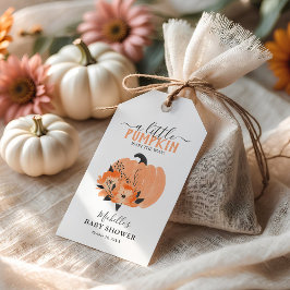 Wasserfarbe Pumpkin & Florals Baby Dusche Gefallen Geschenkanhänger