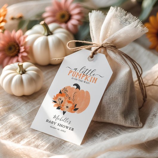 Wasserfarbe Pumpkin & Florals Baby Dusche Gefallen Geschenkanhänger