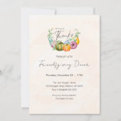 Wasserfarbe Pumpkin Freundliches Dinner Party Einladung (Vorderseite)