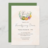 Wasserfarbe Pumpkin Freundliches Dinner Party Einladung (Vorne/Hinten)