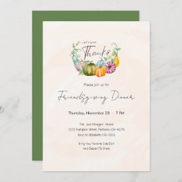 Wasserfarbe Pumpkin Freundliches Dinner Party Einladung