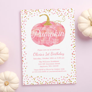 Wasserfarbe Pumpkin Glitzer Girl Einladung