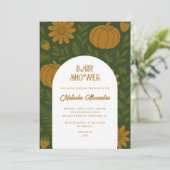 Wasserfarbe Pumpkin Herbst Bläserndusche Einladung (Stehend Vorderseite)