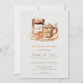 Wasserfarbe Pumpkin Latte & Candle Erntedank Einladung (Vorderseite)