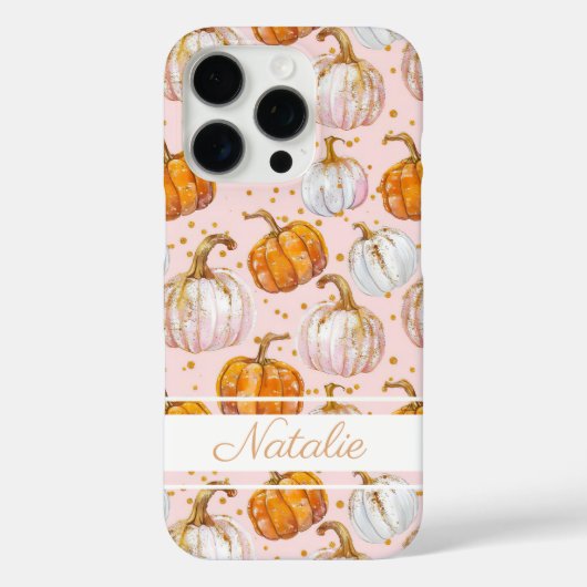 Wasserfarbe Pumpkin Muster mit Namen Case-Mate iPhone Hülle (Rückseite)
