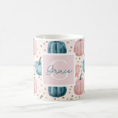 Wasserfarbe Pumpkin Muster mit Namen Kaffeetasse (Mittel)