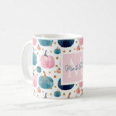 Wasserfarbe Pumpkin Muster mit Namen Kaffeetasse (Vorderseite Links)