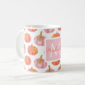 Wasserfarbe Pumpkin Muster mit Namen Kaffeetasse (Vorderseite Links)