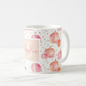 Wasserfarbe Pumpkin Muster mit Namen Kaffeetasse (VorderseiteRechts)