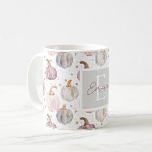 Wasserfarbe Pumpkin Muster mit Namen Kaffeetasse
