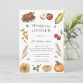Wasserfarbe Pumpkin Pi Türkei Erntedank Abendessen Einladung (Stehend Vorderseite)