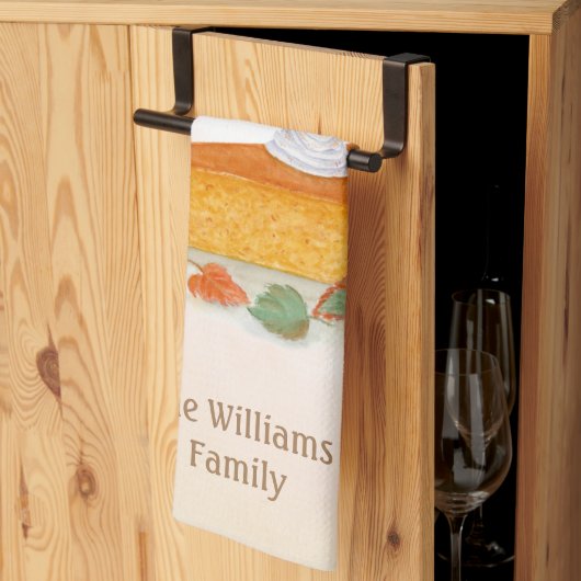 Wasserfarbe Pumpkin Pie Happy Thanksgiving Familie Geschirrtuch (Drittel gefaltet)