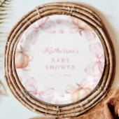 Wasserfarbe Pumpkin Pink Bow Baby Dusche Pappteller