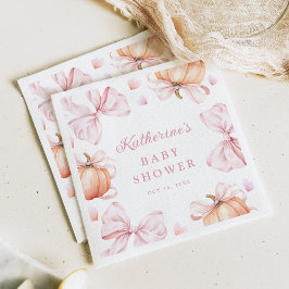 Wasserfarbe Pumpkin Pink Bow Baby Dusche Serviette