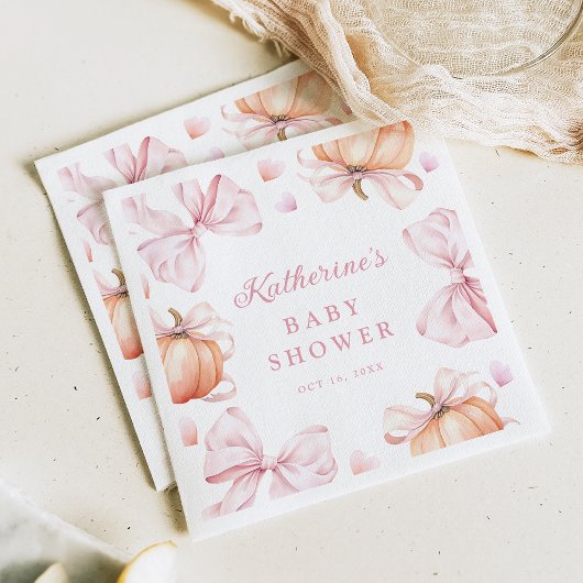Wasserfarbe Pumpkin Pink Bow Baby Dusche Serviette