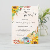 Wasserfarbe Pumpkin Sonnenblume Freundschaftsessen Einladung (Stehend Vorderseite)