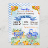 Wasserfarbe Pumpkin Traktor Kinderdusche Einladung (Vorne/Hinten)