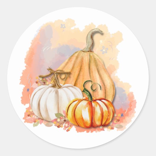 Wasserfarbe Pumpkin Trio Klassischer Rundsticker Runder Aufkleber (Vorderseite)
