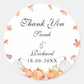 Wasserfarbe Pumpkin Vielen Dank klassische Rundauf Runder Aufkleber (Vorderseite)