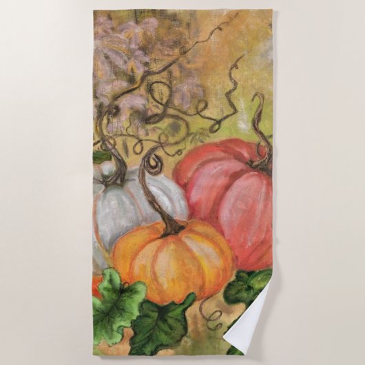 Wasserfarbe Pumpkins Beach Handtuch (Vorderseite)