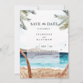 Wasserfarbe Punta Cana Tropical Beach Save the Dat Einladung (Vorderseite)