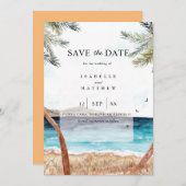 Wasserfarbe Punta Cana Tropical Beach Save the Dat Einladung (Vorne/Hinten)