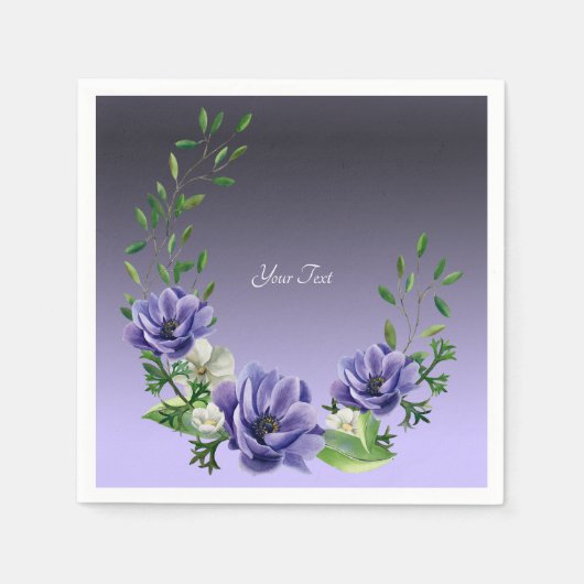 Wasserfarbe Purple Blumen Napkins Serviette (Vorderseite)