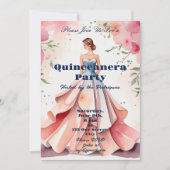 Wasserfarbe Quinceanera Feier Einladung (Vorderseite)