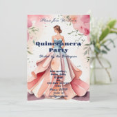 Wasserfarbe Quinceanera Feier Einladung (Stehend Vorderseite)