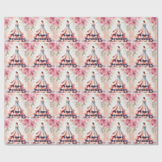 Wasserfarbe Quinceanera Feier Geschenkpapier (Flach)