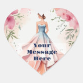 Wasserfarbe Quinceanera Feier Herz-Aufkleber (Vorderseite)