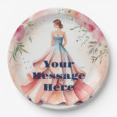 Wasserfarbe Quinceanera Feier Pappteller (Vorderseite)