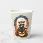 Wasserfarbe Raccoon Halloween Pappbecher (Rückseite)