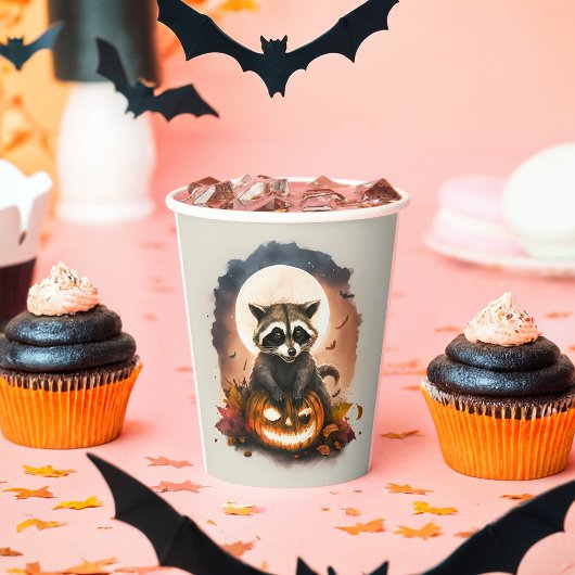 Wasserfarbe Raccoon Halloween Pappbecher