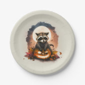Wasserfarbe Raccoon Halloween Pappteller (Vorderseite)
