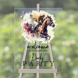 Wasserfarbe Racehorse Derby Party Willkommen Acrylschild