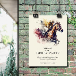 Wasserfarbe Racehorse Derby Willkommen Poster