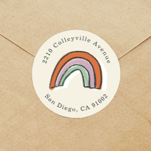 Wasserfarbe Rainbow Baby Dusche Rücksendeadresse Runder Aufkleber
