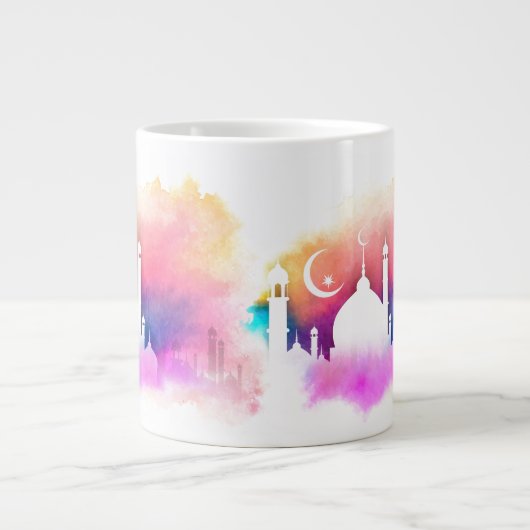Wasserfarbe Ramadan Moschee Orange und Purpurfarbe Jumbo-Tasse (Vorderseite)