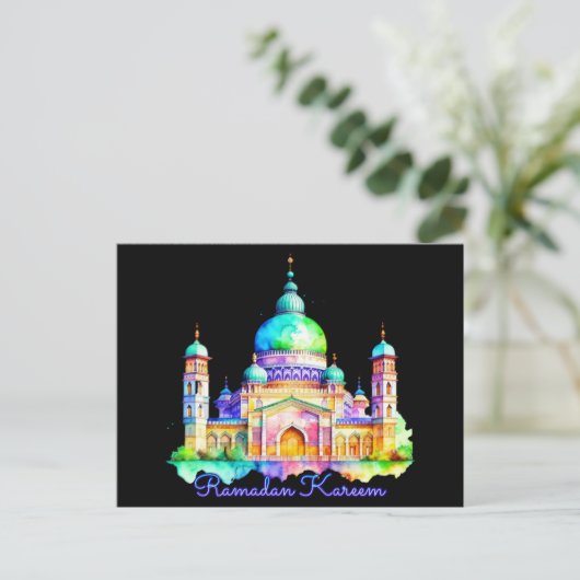 Wasserfarbe Ramadan Moschee Postkarte (Stehend Vorderseite)