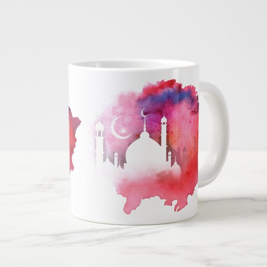Wasserfarbe Ramadan Moschee Reds und Purzelbäume Jumbo-Tasse (Vorderseite Rechts)