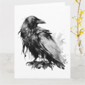 Wasserfarbe Raven - B&W Karte (Gelbe Blume)