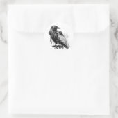 Wasserfarbe Raven - B&W Runder Aufkleber (Tasche)