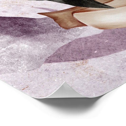 Wasserfarbe Raven Lila Fantasie Gotische Natur Kun Poster (Ecke)