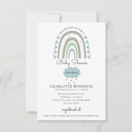 Wasserfarbe Regenbogen Blue Baby Boy Dusche Einladung (Vorderseite)