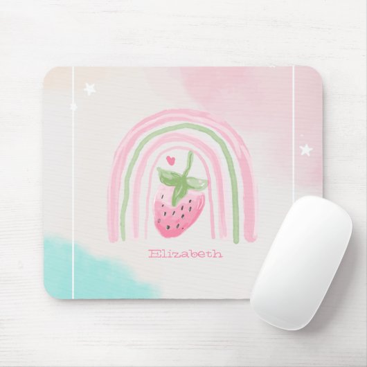 Wasserfarbe Regenbogen Erdbeere Mousepad (Mit Mouse)