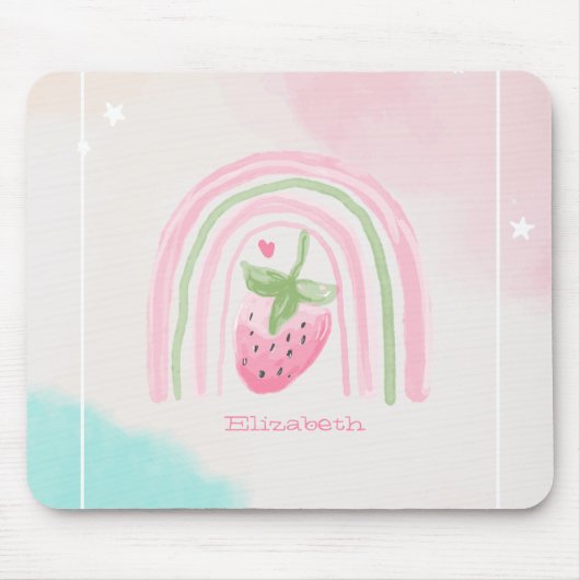 Wasserfarbe Regenbogen Erdbeere Mousepad (Vorne)